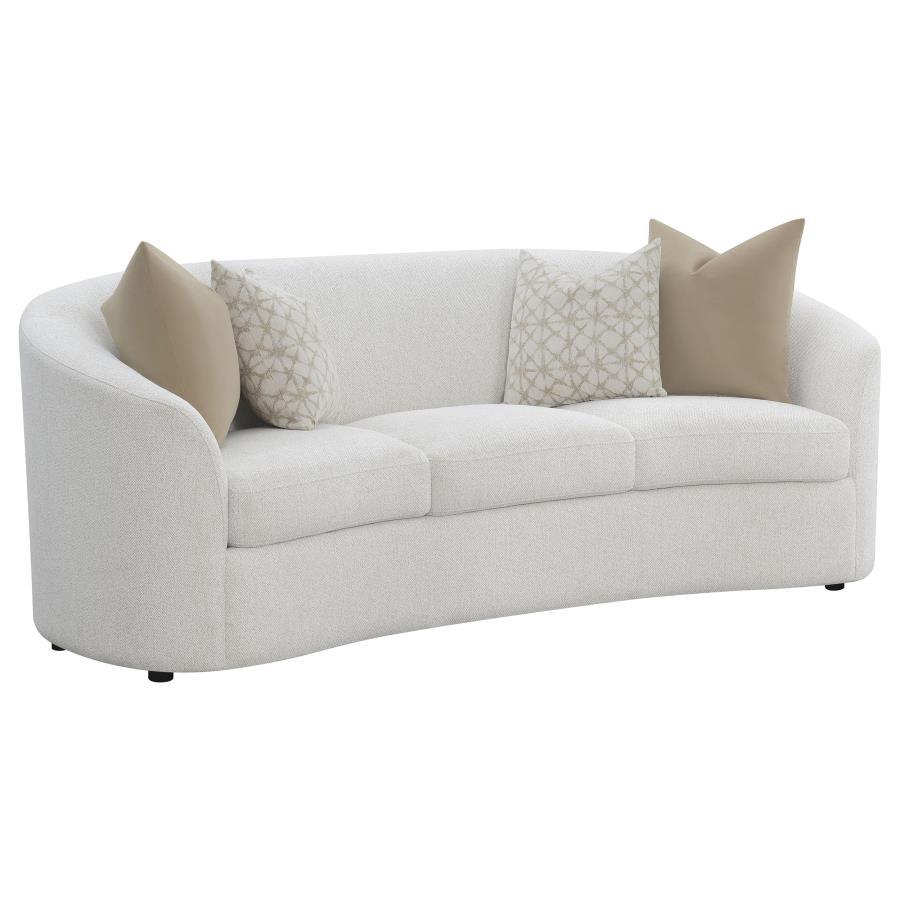 Rainn - Boucle Upholstered Sloped Arm Sofa - Latte Stationary Sofa modern furniture Contempo Furniture