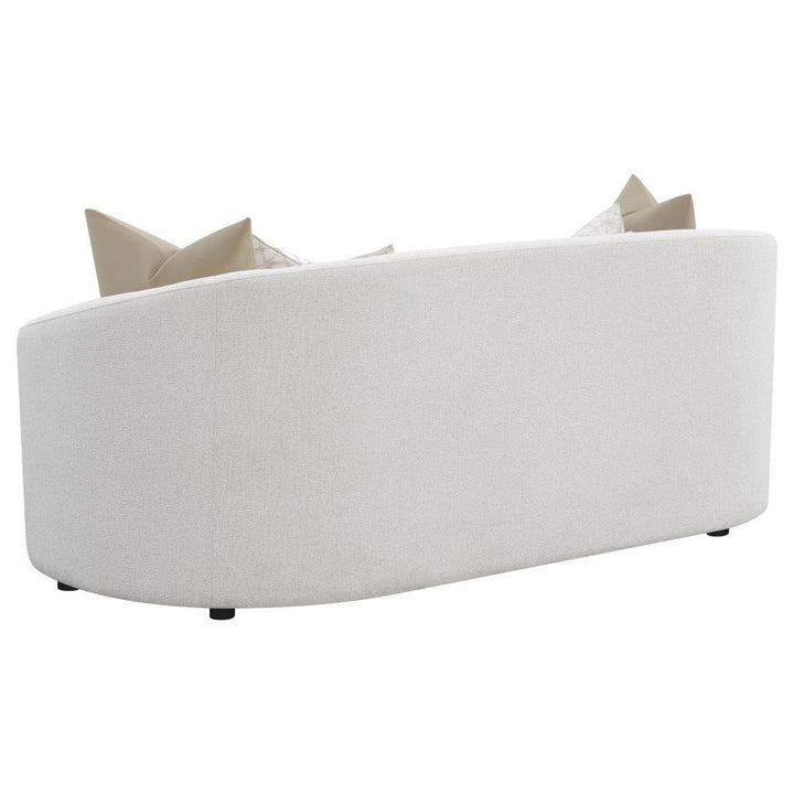 Rainn - Boucle Upholstered Sloped Arm Sofa - Latte Stationary Sofa modern furniture Contempo Furniture