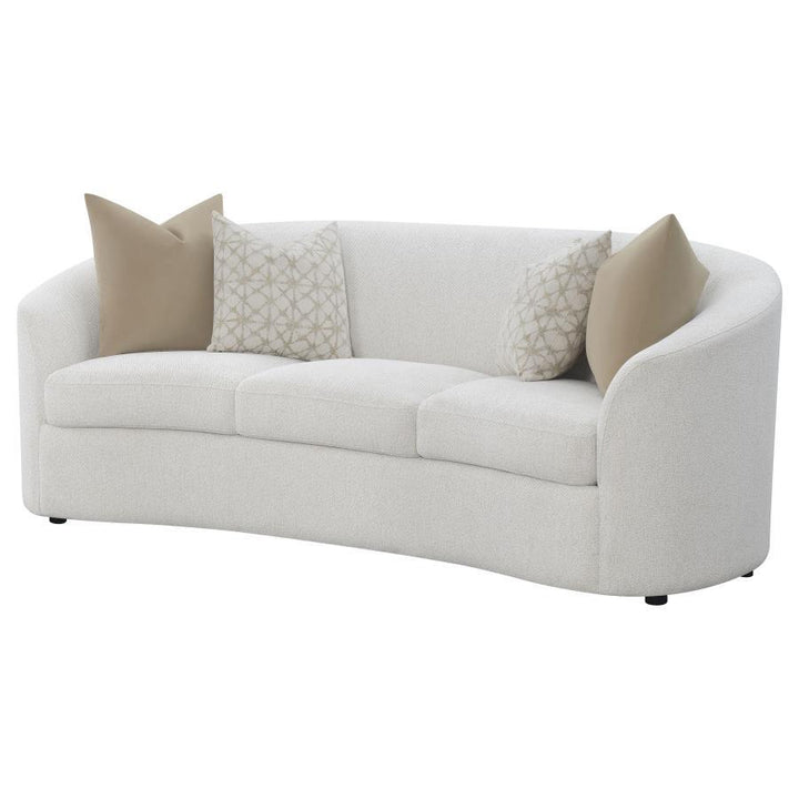 Rainn - Boucle Upholstered Sloped Arm Sofa - Latte Stationary Sofa modern furniture Contempo Furniture