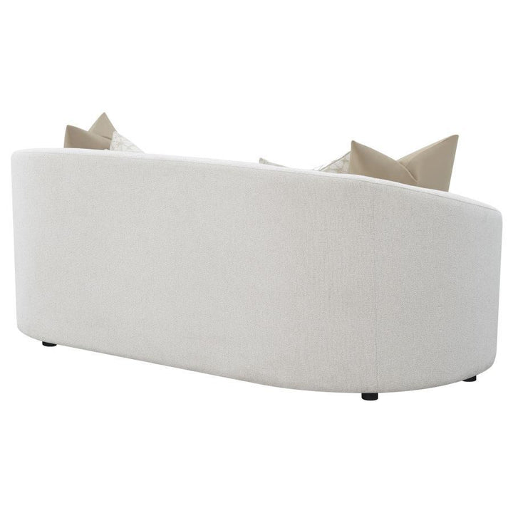 Rainn - Boucle Upholstered Sloped Arm Sofa - Latte Stationary Sofa modern furniture Contempo Furniture