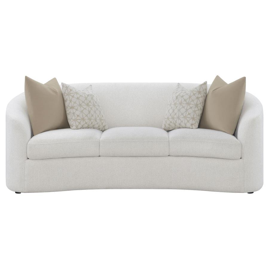 Rainn - Boucle Upholstered Sloped Arm Sofa - Latte Stationary Sofa modern furniture Contempo Furniture