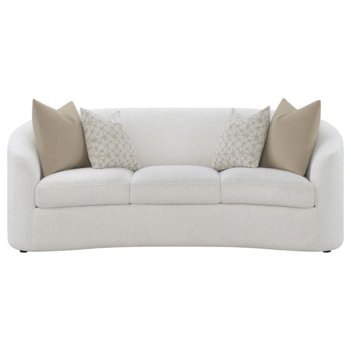 Rainn - Boucle Upholstered Sloped Arm Sofa - Latte Stationary Sofa modern furniture Contempo Furniture