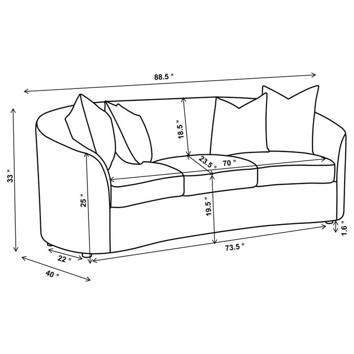 Rainn - Boucle Upholstered Sloped Arm Sofa - Latte Stationary Sofa modern furniture Contempo Furniture