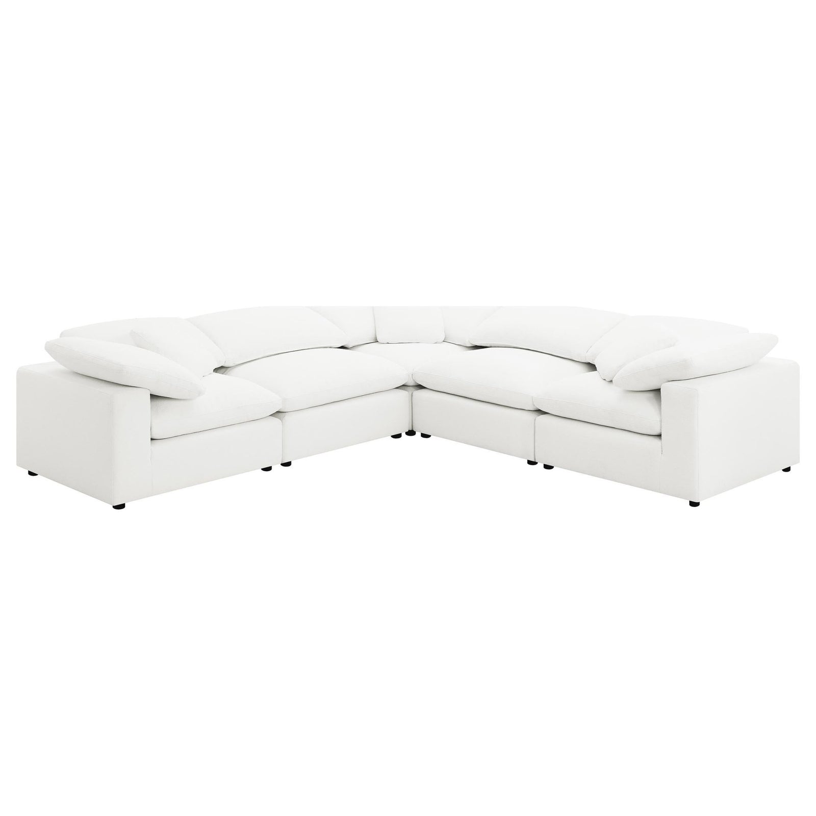 Raleigh - 5 Piece Boucle Upholstered Modular Sectional - Ivory Stationary Sectional modern furniture Contempo Furniture