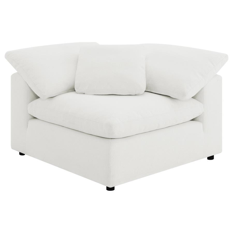 Raleigh - 5 Piece Boucle Upholstered Modular Sectional - Ivory Stationary Sectional modern furniture Contempo Furniture