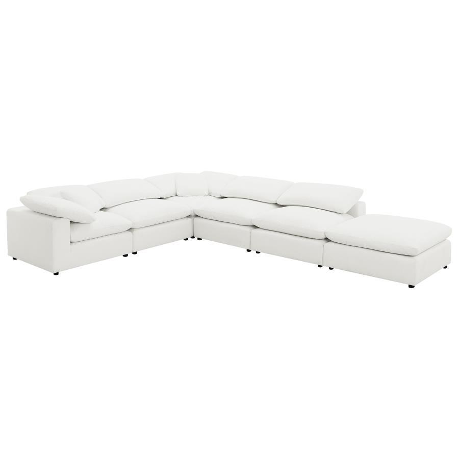 Raleigh - 6 Piece Boucle Upholstered Modular Sectional - Ivory Stationary Sectional modern furniture Contempo Furniture