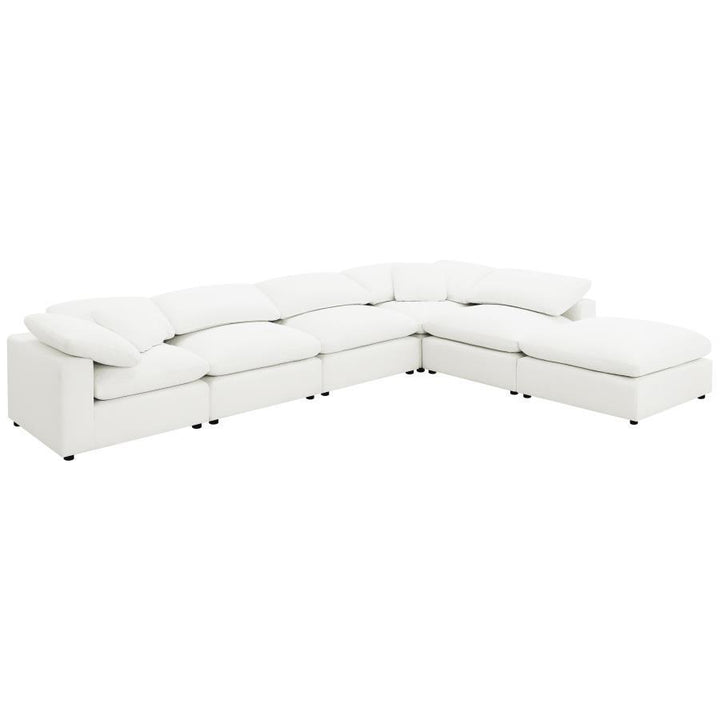 Raleigh - 6 Piece Boucle Upholstered Modular Sectional - Ivory Stationary Sectional modern furniture Contempo Furniture