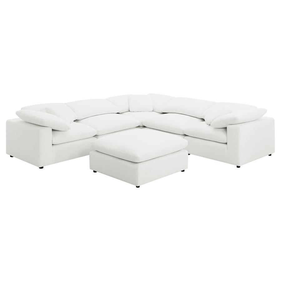 Raleigh - 6 Piece Upholstered Modular Sectional - Ivory 2 - Piece Living Room Set modern furniture Contempo Furniture