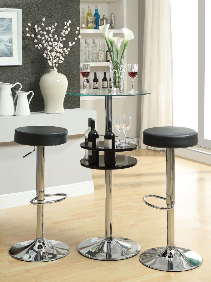 Ramses - Adjustable Bar Stool - Chrome And Black Adjustable Height modern furniture Contempo Furniture
