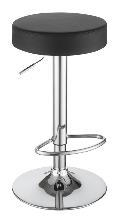 Ramses - Adjustable Bar Stool - Chrome And Black Adjustable Height modern furniture Contempo Furniture