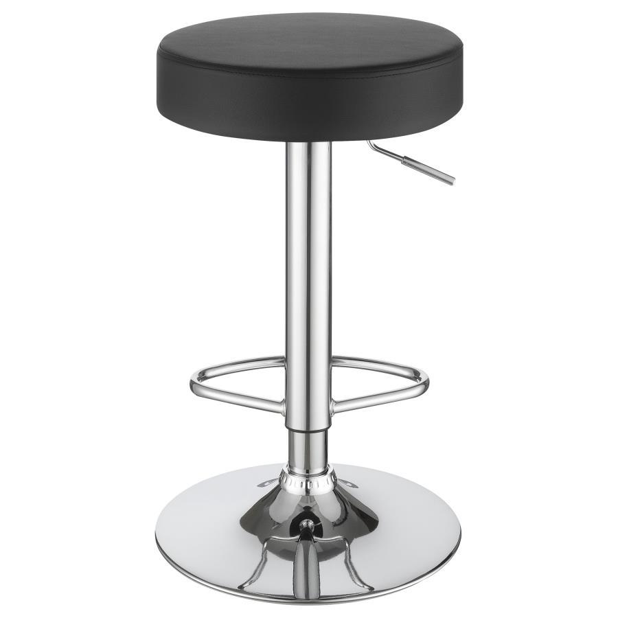 Ramses - Adjustable Bar Stool - Chrome And Black Adjustable Height modern furniture Contempo Furniture