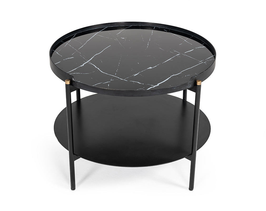 Randal Modern Round Black Metal Coffee Table