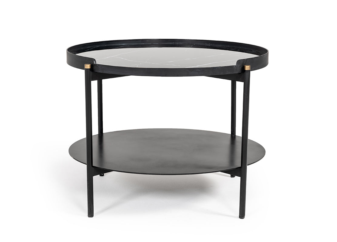 Randal Modern Round Black Metal Coffee Table