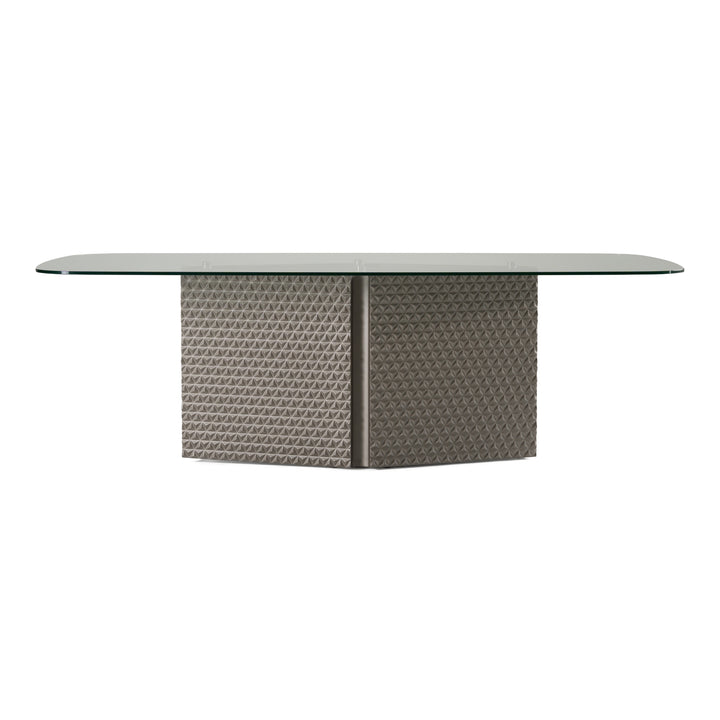 Raphael - Modern Glass + Silver Dining Table