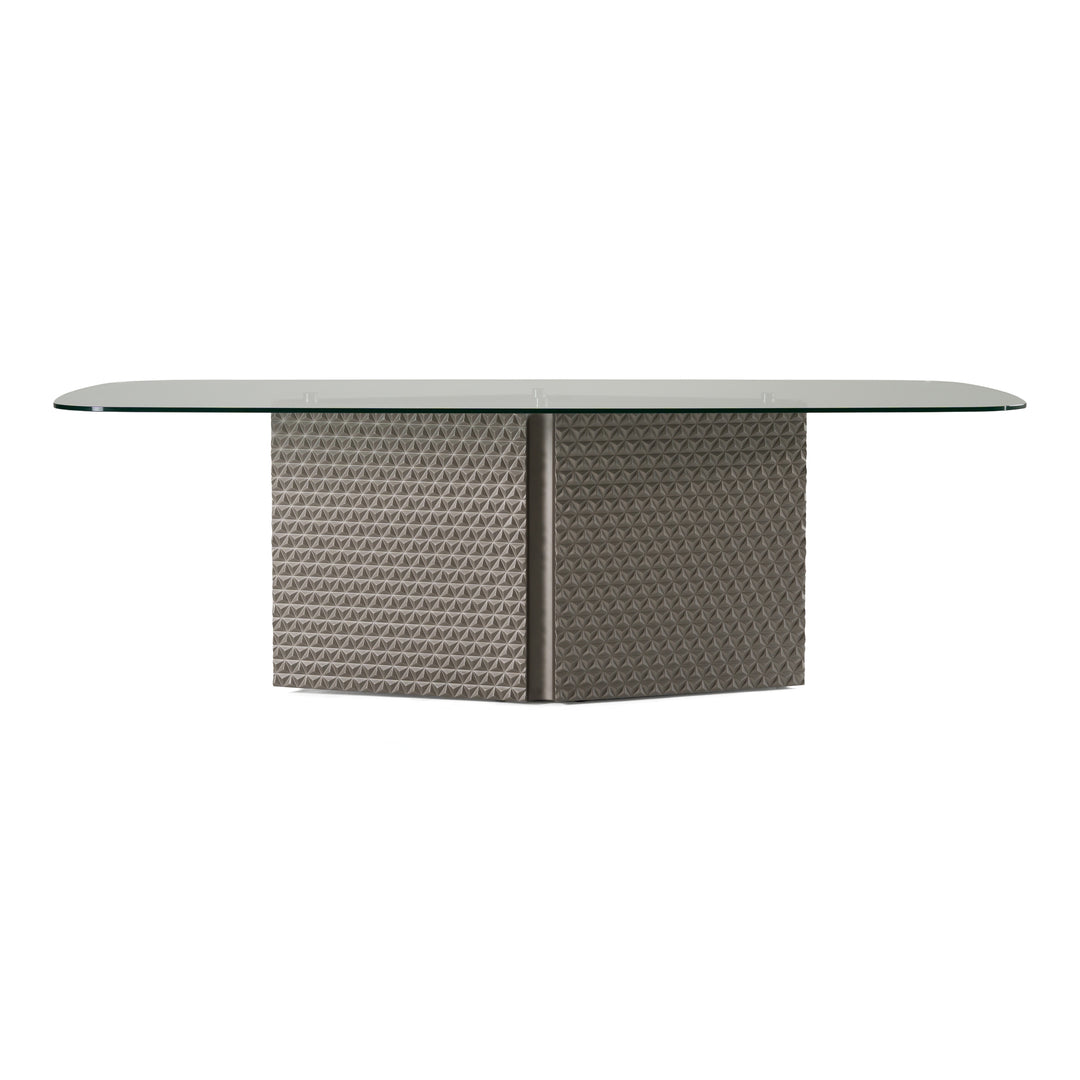 Raphael  Modern Glass + Silver Dining Table