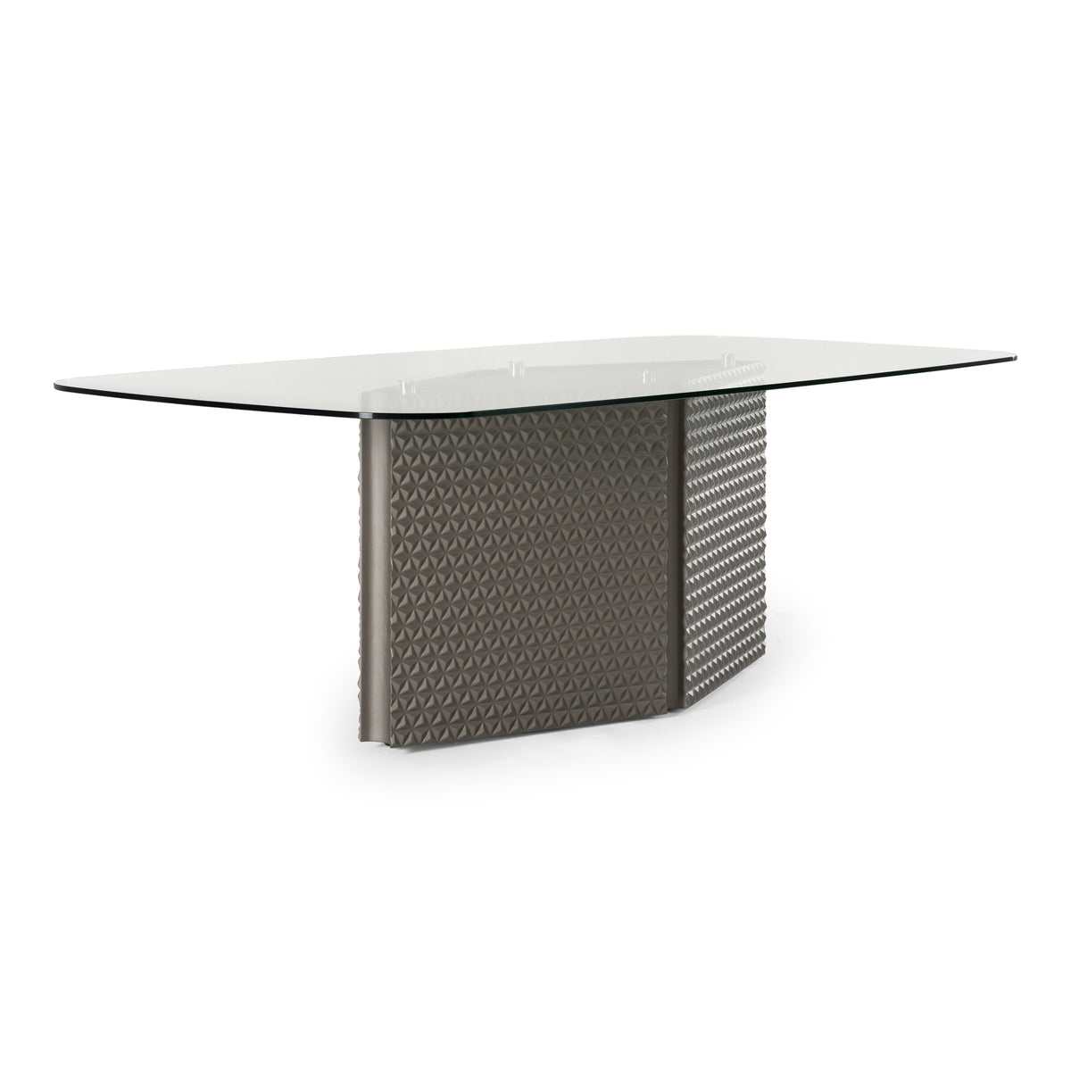 Raphael - Modern Glass + Silver Dining Table - View 2