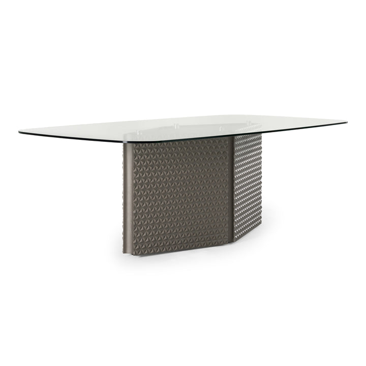 Raphael  Modern Glass + Silver Dining Table