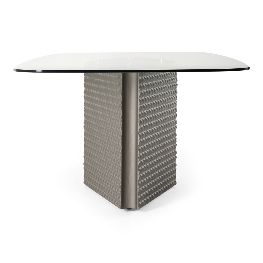 Raphael  Modern Glass + Silver Dining Table