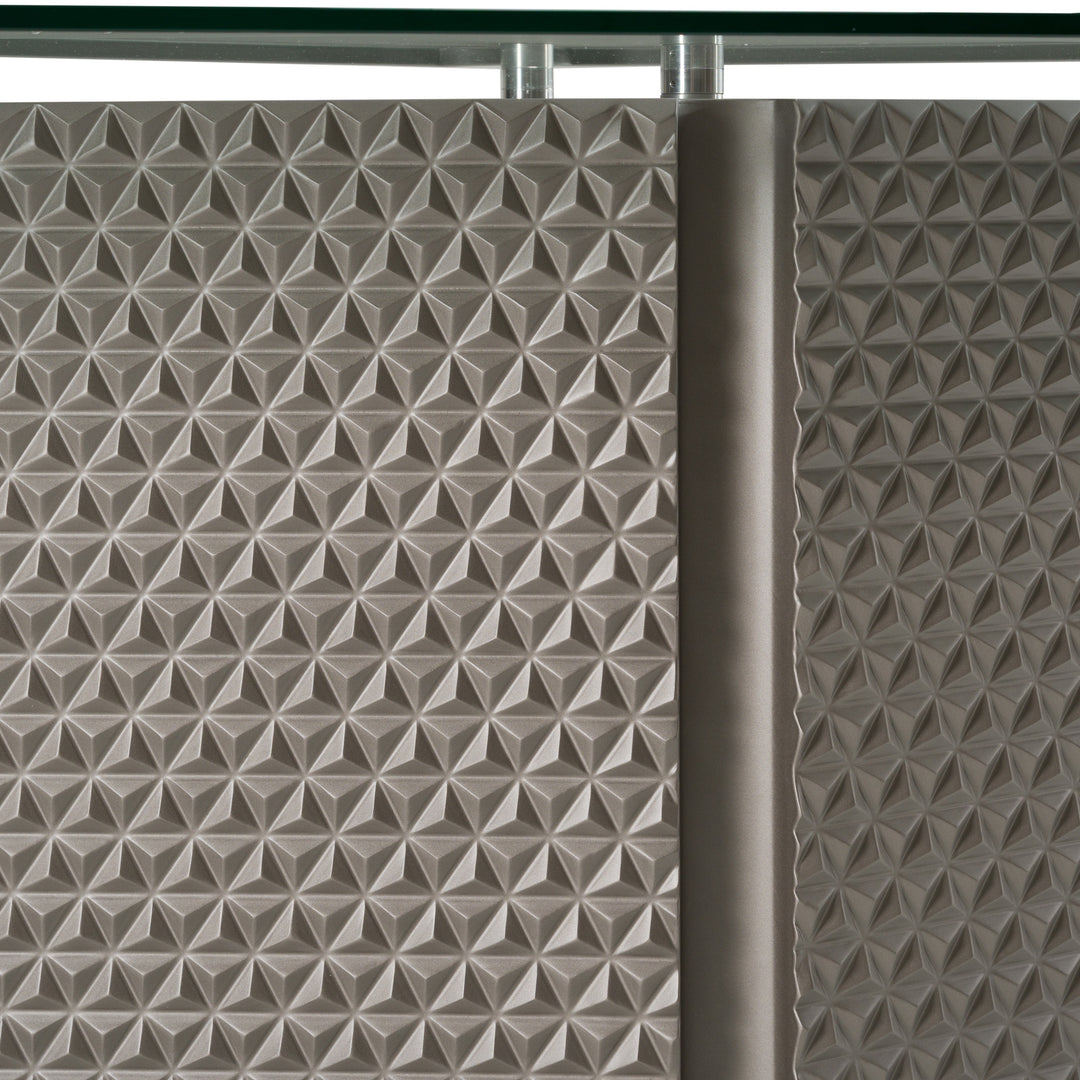 Raphael  Modern Glass + Silver Dining Table