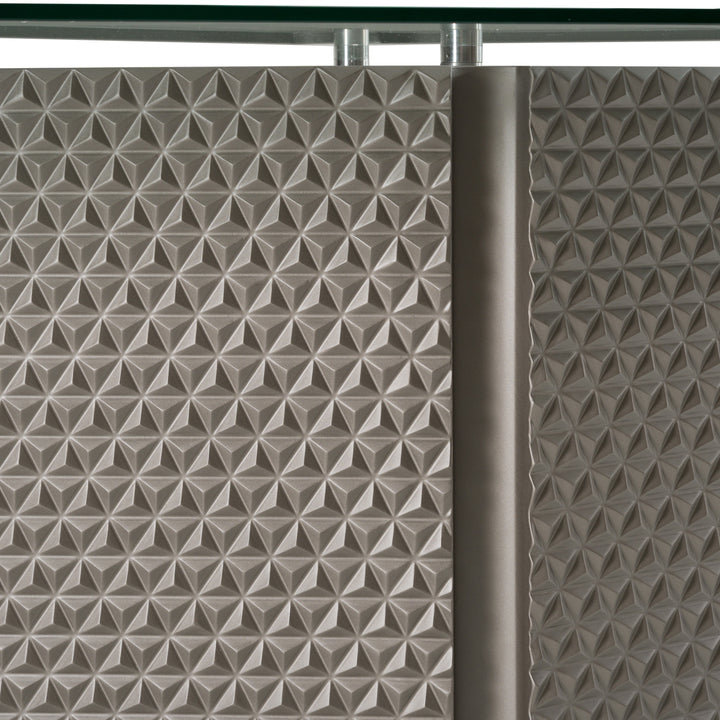 Raphael  Modern Glass + Silver Dining Table