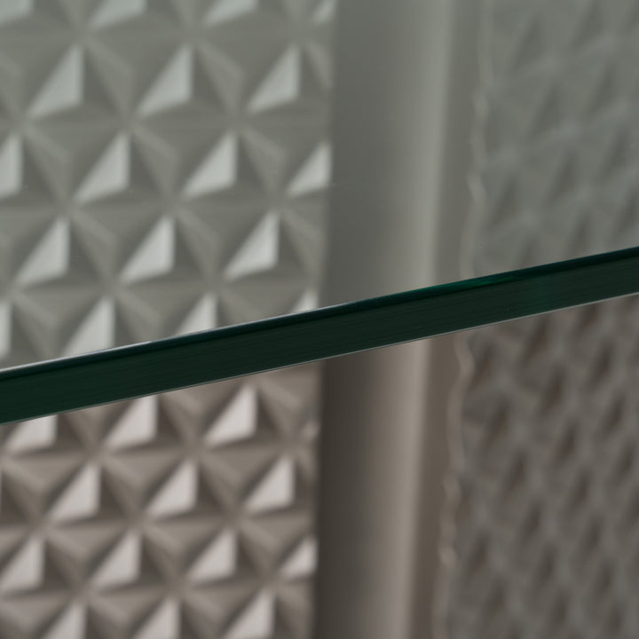 Raphael  Modern Glass + Silver Dining Table