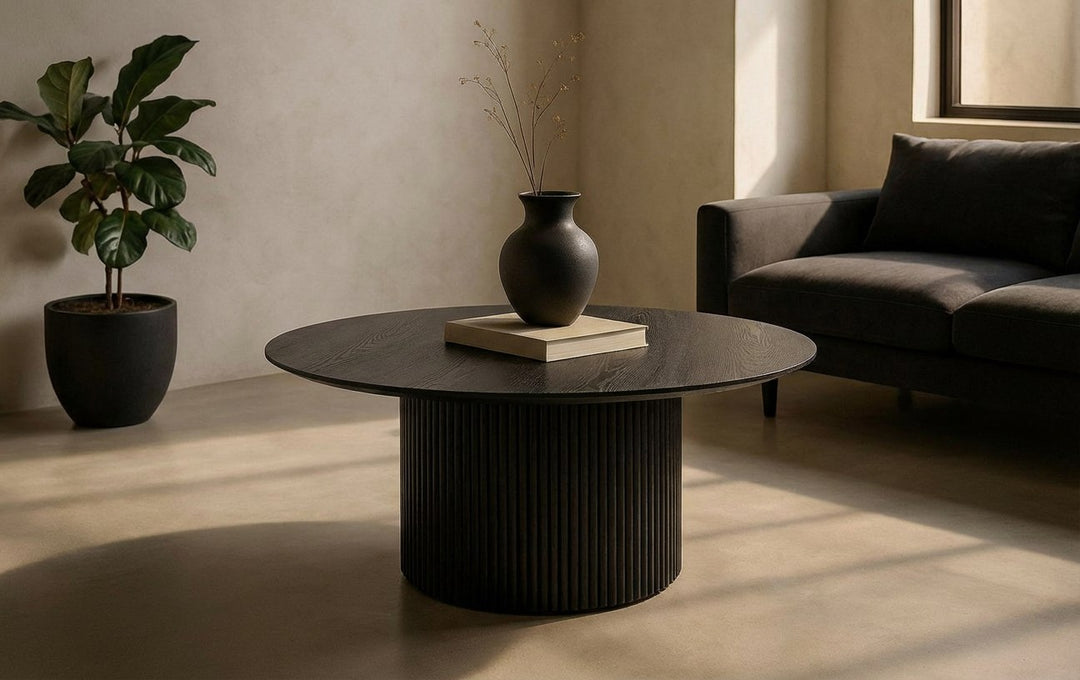 Rawlins Modern Mid Century Black Ash Round Coffee Table