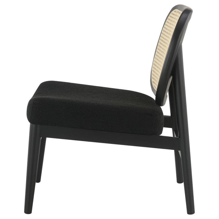 Rayo - Rattan Cane Back Accent Chair With Padded Seat - Black Accent Chair modern furniture Contempo Furniture