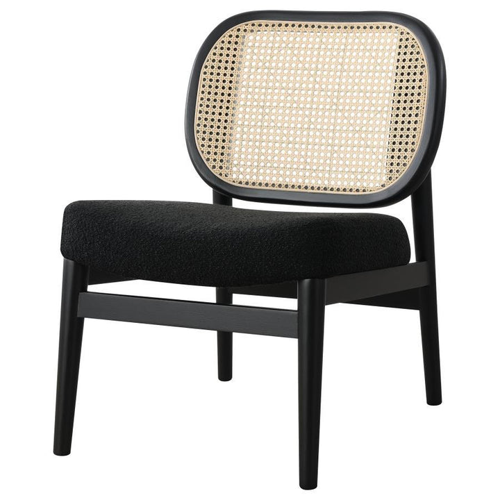 Rayo - Rattan Cane Back Accent Chair With Padded Seat - Black Accent Chair modern furniture Contempo Furniture