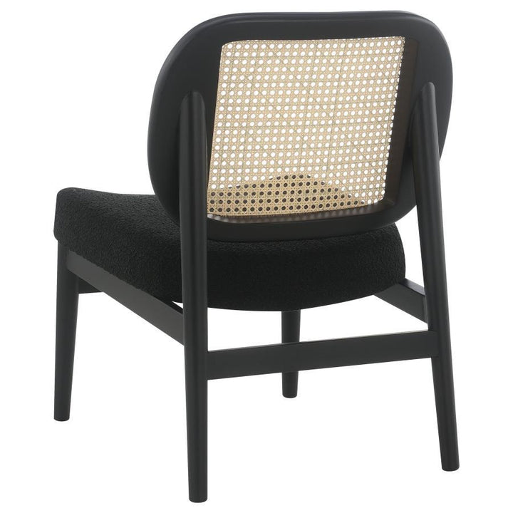 Rayo - Rattan Cane Back Accent Chair With Padded Seat - Black Accent Chair modern furniture Contempo Furniture