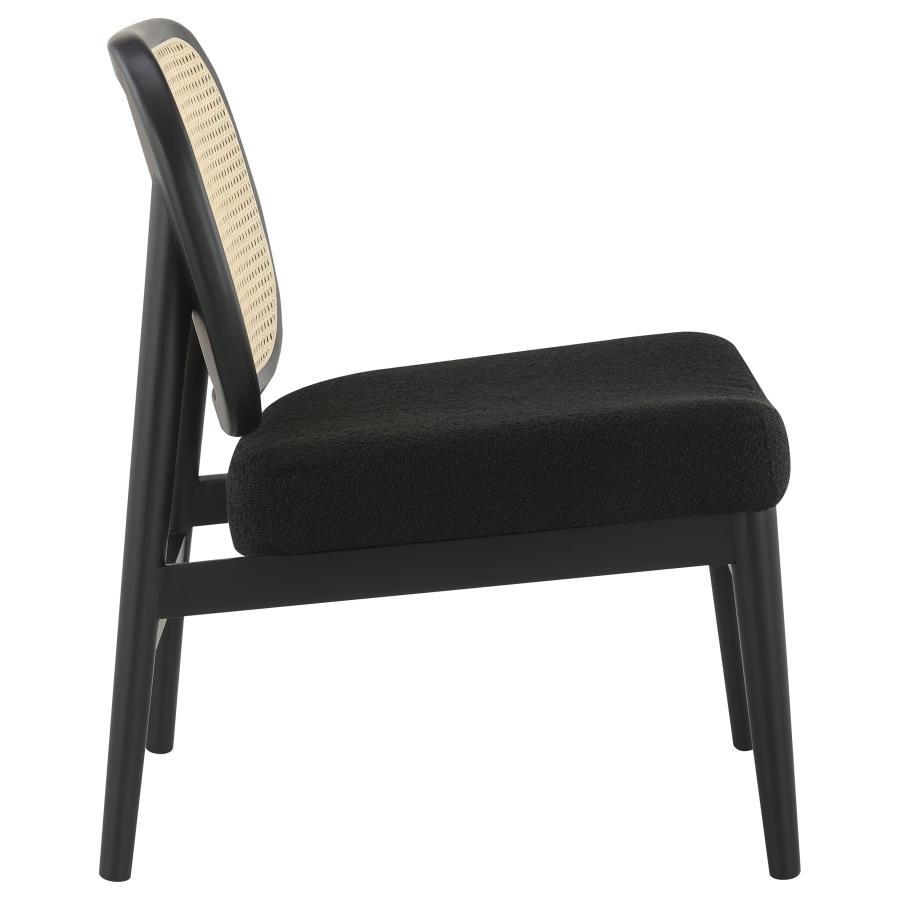 Rayo - Rattan Cane Back Accent Chair With Padded Seat - Black Accent Chair modern furniture Contempo Furniture