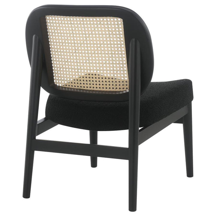 Rayo - Rattan Cane Back Accent Chair With Padded Seat - Black Accent Chair modern furniture Contempo Furniture