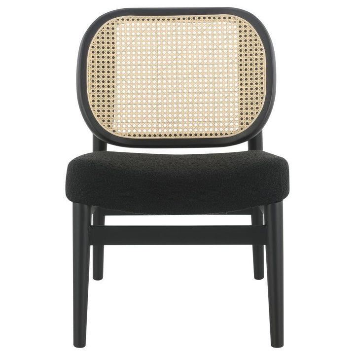 Rayo - Rattan Cane Back Accent Chair With Padded Seat - Black Accent Chair modern furniture Contempo Furniture