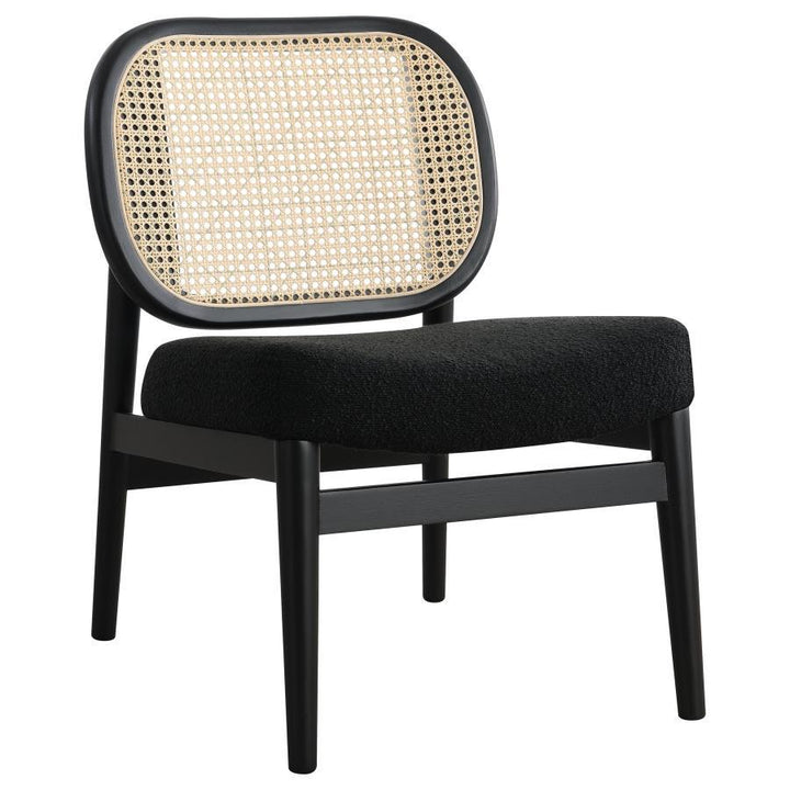 Rayo - Rattan Cane Back Accent Chair With Padded Seat - Black Accent Chair modern furniture Contempo Furniture