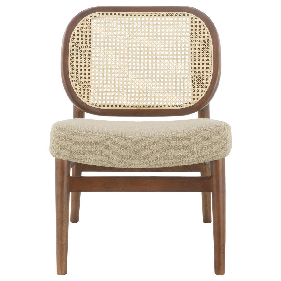 Rayo - Rattan Cane Back Accent Chair With Padded Seat - Camel Accent Chair modern furniture Contempo Furniture