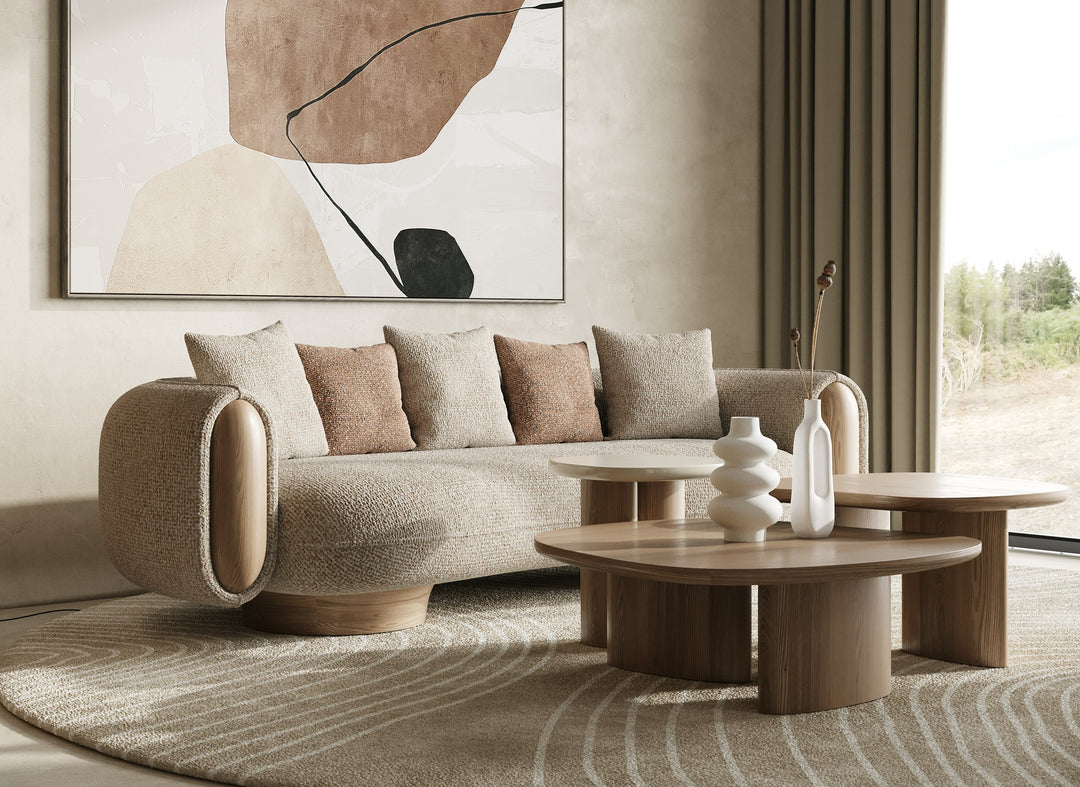 Raywood - Modern Multicolored Boucle Fabric + Ash Sofa