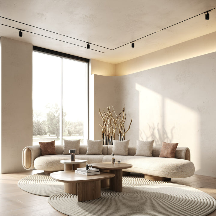 Raywood - Modern Multicolored Boucle Fabric + Ash Sectional Sofa