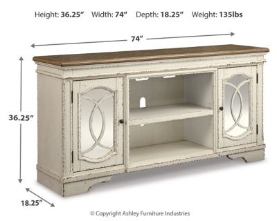 Realyn 74" TV Stand - White TV Stand modern furniture Contempo Furniture