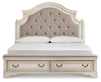 Realyn California King Upholstered Storage Bed - White Upholstered Bed modern furniture Contempo Furniture