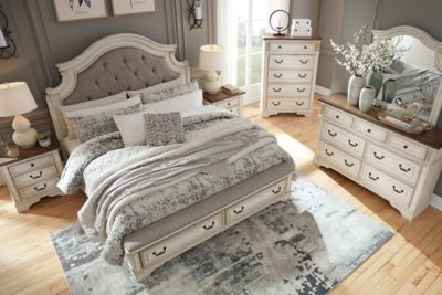 Realyn California King Upholstered Storage Bed - White Upholstered Bed modern furniture Contempo Furniture