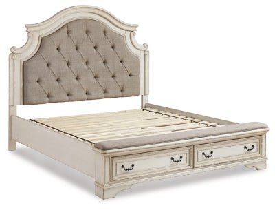 Realyn California King Upholstered Storage Bed - White Upholstered Bed modern furniture Contempo Furniture