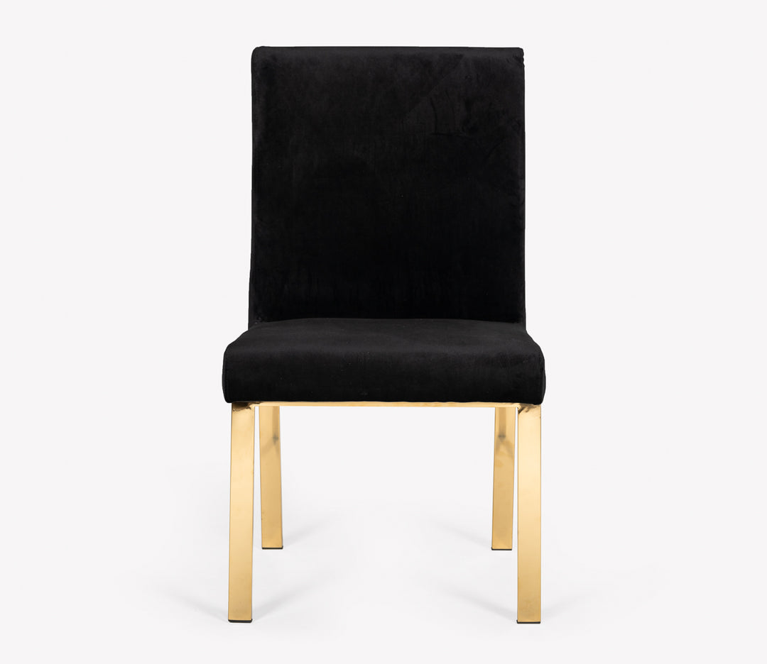 Reba Modern Black Velvet & Gold Dining Chair (Set of 2)