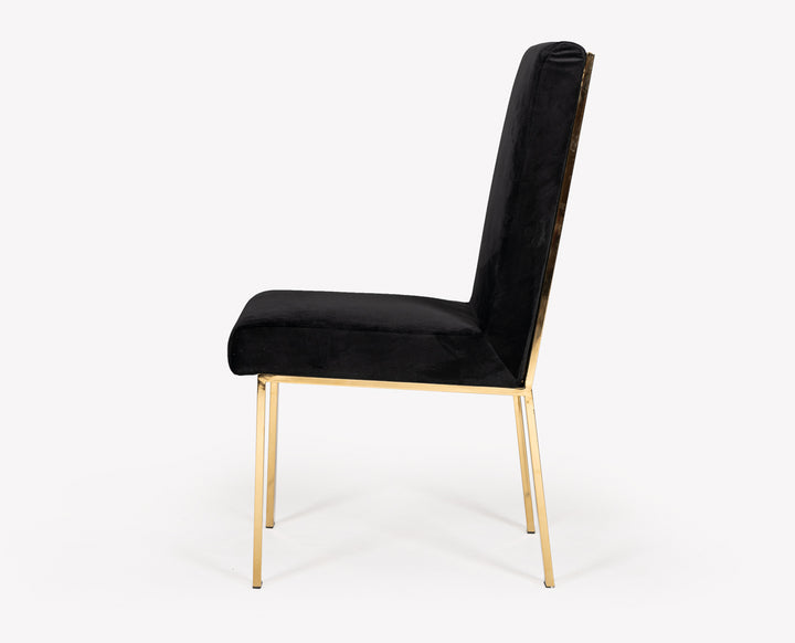 Reba Modern Black Velvet &amp; Gold Dining Chair (Set of 2)