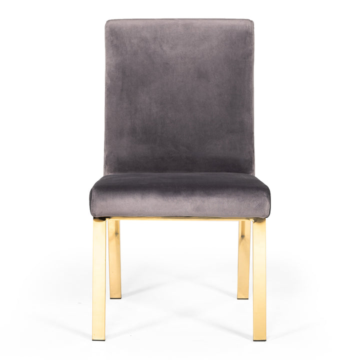 Reba Modern Grey Velvet &amp; Gold Dining Chair (Set of 2)