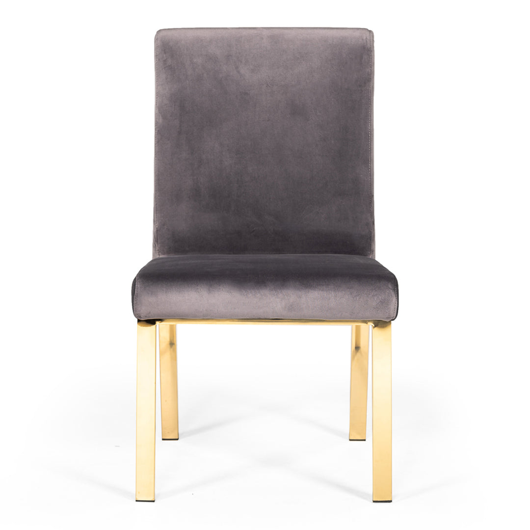 Reba Modern Grey Velvet & Gold Dining Chair (Set of 2)