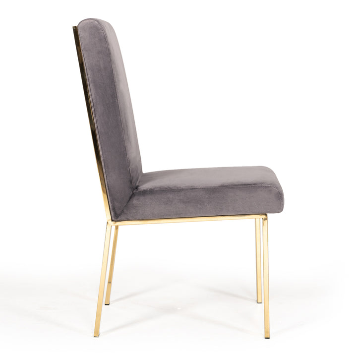 Reba Modern Grey Velvet &amp; Gold Dining Chair (Set of 2)