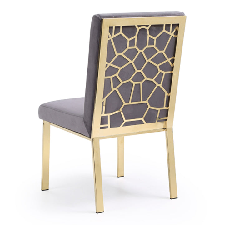 Reba Modern Grey Velvet &amp; Gold Dining Chair (Set of 2)