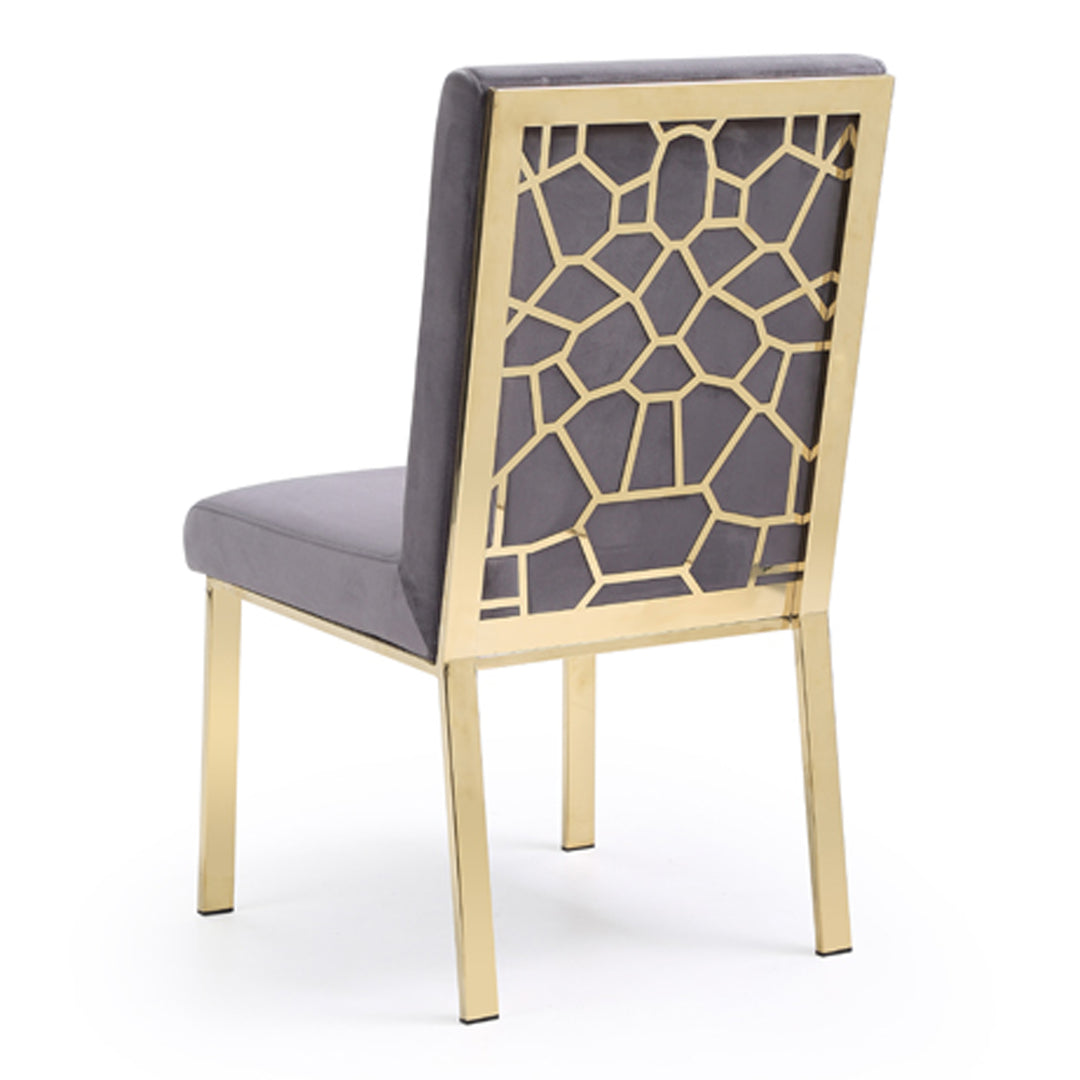 Reba Modern Grey Velvet & Gold Dining Chair (Set of 2)