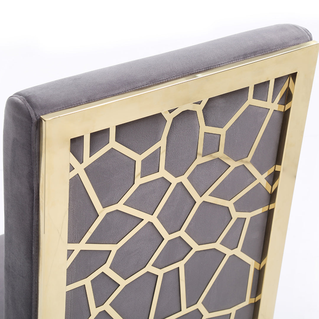 Reba Modern Grey Velvet & Gold Dining Chair (Set of 2)
