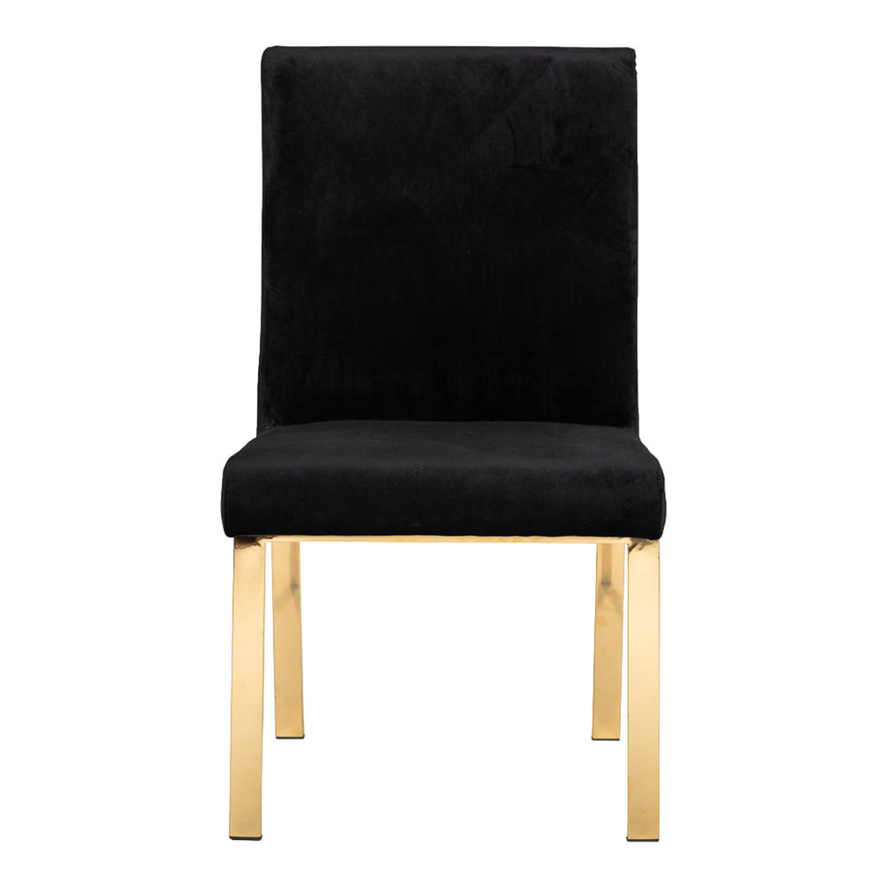 Reba Modern Black Velvet & Gold Dining Chair (Set of 2) - View 8