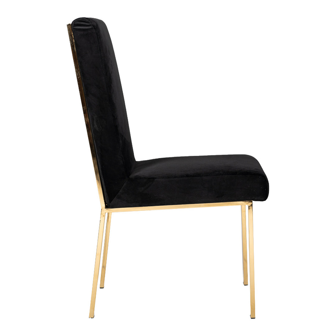 Reba Modern Black Velvet & Gold Dining Chair (Set of 2)